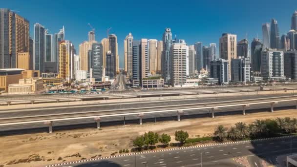 Dubai Marina Bloco Mais Alto Arranha Céus Timelapse Durante Todo — Vídeo de Stock