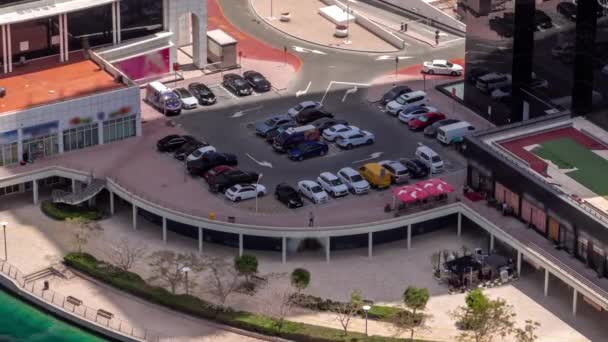 Parkoló Vízparton Nézett Felülről Timelapse Egész Nap Légi Felvétel Dubai — Stock videók