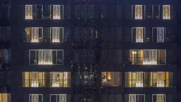Windows Lampor Moderna Kontors Och Bostadshus Timelapse Natten Flervånings Skyskrapor — Stockvideo