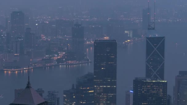 Famosa Vista Nebbiosa Hong Kong Dalla Notte Giorno Transizione Timelapse — Video Stock