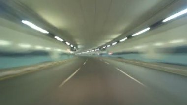 Road ve Dubai'de Palm Jumeirah Adası gece, BAE timelapse, drivelapse, hyperlapse 4k Yön 2 Tünel