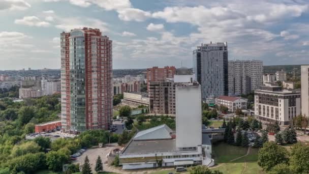 Kharkiv Stad Panorama Van Boven Tijdens Hele Dag Timelapse Van — Stockvideo
