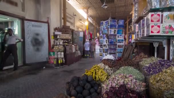 迪拜香料市场或旧露天市场是阿拉伯联合酋长国迪拜的传统市场 销售各种香料和香料 — 图库视频影像