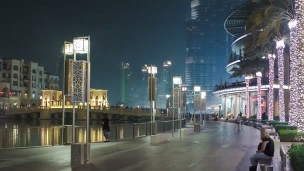 Area Dubai Fountain Dubai Uae Dubai Fountain Worlds Largest Choreographed — Stockvideo
