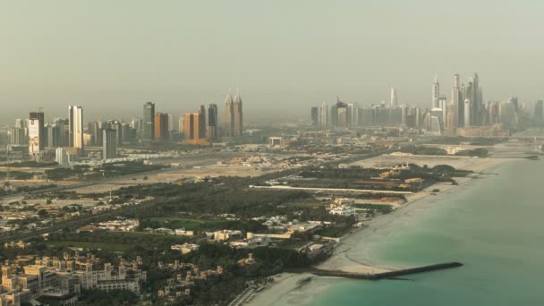 Dubai Marina Panoramę Wschodzie Słońca Rano Razem Burj Arab Zjednoczone — Wideo stockowe