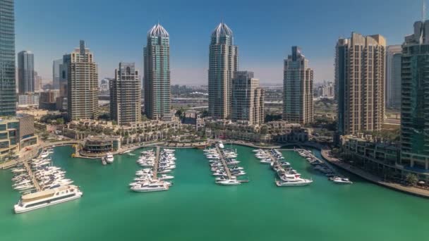 Dubai Marina Rascacielos Aeral Durante Todo Día Timelapse Hasta Atardecer — Vídeos de Stock