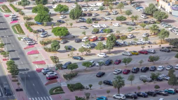 Blick Von Oben Auf Den Parkplatz Zeitraffer Vom Dach Des — Stockvideo