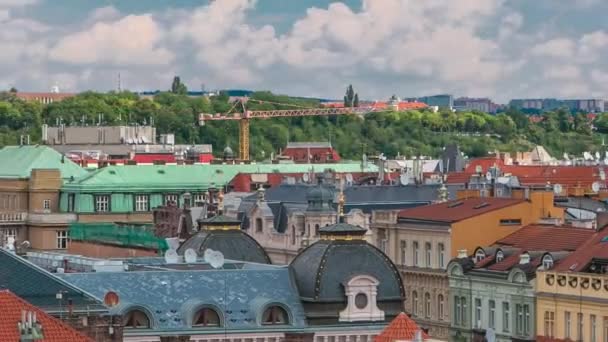 Červené Střechy Města Prahy Timelapse Střílel Nejvyššího Bodu Old Town — Stock video