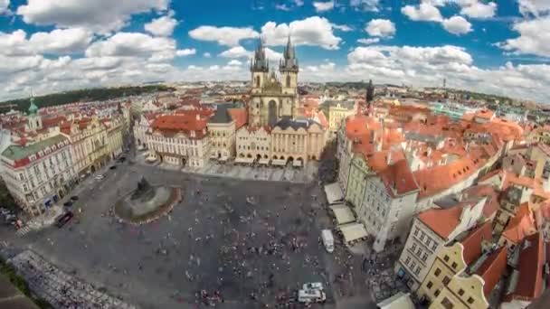 Old Town Square Aerial Timelapse Prague Czech Republic Most Well — ストック動画
