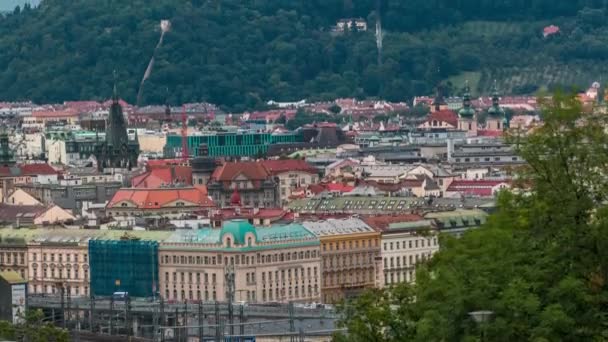 View Top Vitkov Memorial Aerial Timelapse Prague Landscape Vitkov Memorials — ストック動画