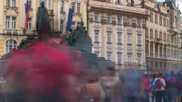 Jan Hus Memorial Timelapse Projetado Por Ladislav Saloun Praça Cidade — Vídeo de Stock