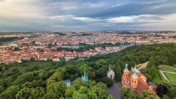 Splendido Timelapse Vista Alla Città Praga Dalla Torre Osservazione Petrin — Video Stock