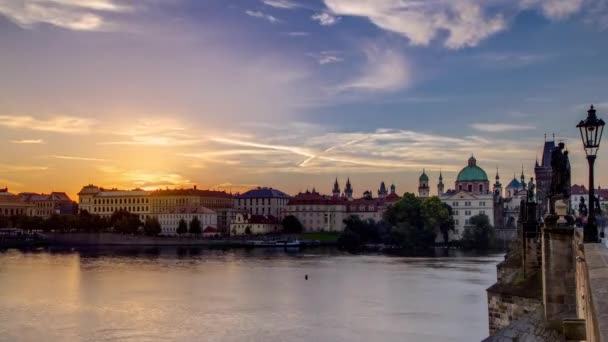Vista Desde Puente Carlos Praga Durante Amanecer Timelapse Bohemia República — Vídeos de Stock