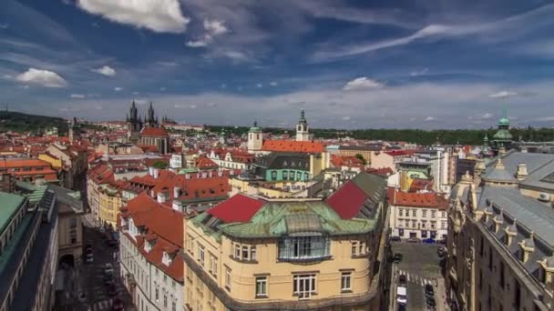 Vista Dall Alto Polvere Torre Praga Timelapse Panoramico Centro Storico — Video Stock