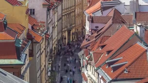 Vista Superior Desde Altura Torre Del Polvo Praga Timelapse Ciudad — Vídeo de stock