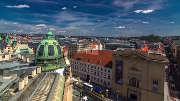 Top Panoramisch Uitzicht Vanaf Hoogte Poedertoren Praag Timelapse Naar Republic — Stockvideo