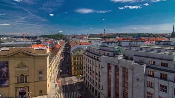 Vista Dall Alto Polvere Torre Praga Timelapse Vitkov Memorial Zizkov — Video Stock