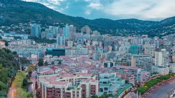 Panorama Monte Carlo Día Noche Timelapse Transición Desde Plataforma Observación — Vídeos de Stock