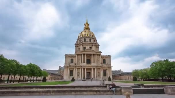 Obverse View Les Invalides Timelapse Hyperlapse National Residence Invalids Complex — Stock Video