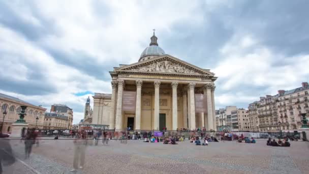 Paříži Mauzoleum Pantheon Pohled Zepředu Timelapse Hyperlapse Mraky Francie — Stock video