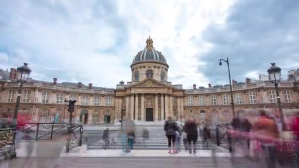Instituto France Paris Partir Pont Des Arts Hyperlapse Timelapse Francês — Vídeo de Stock