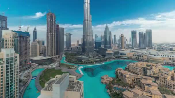 Letecký Pohled Dubaj Města Během Celého Dne Timelapse Centru Stíny — Stock video