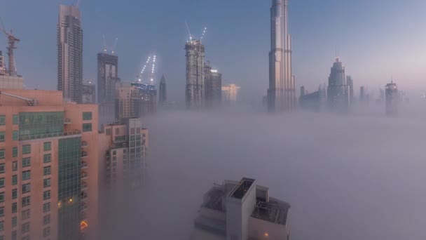 Αεροφωτογραφία Της Πόλης Του Ντουμπάι Νωρίς Πρωί Κατά Διάρκεια Της — Αρχείο Βίντεο