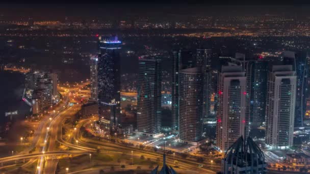 Arranha Céus Jlt Dubai Marina Perto Sheikh Zayed Road Durante — Vídeo de Stock
