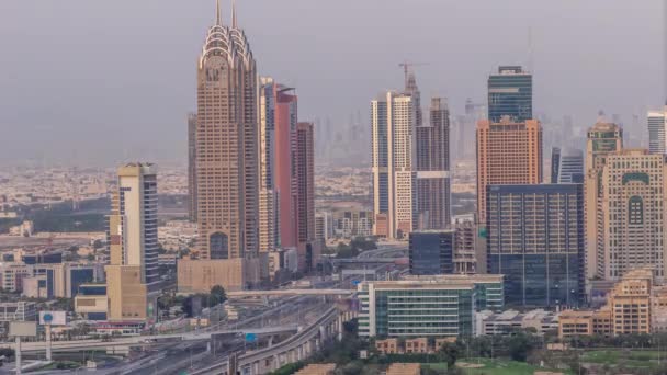Luftaufnahme Der Sheikh Zayed Road Dubai Internet City Und Barsha — Stockvideo