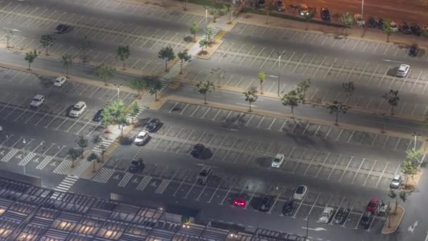 Grande Parcheggio Vicino Centro Commerciale Affollato Molte Auto Timelapse Vista — Video Stock