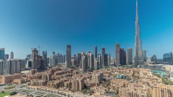 Dubai Downtown Timelapse Hela Dagen Med Högsta Skyskrapa Och Andra — Stockvideo