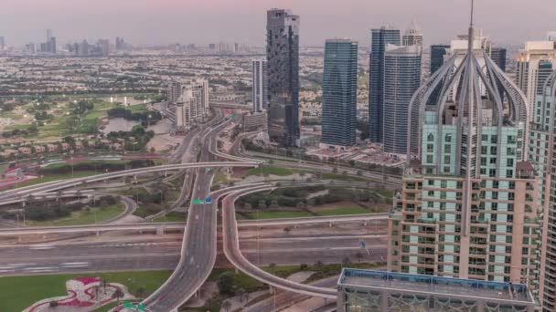 Hatalmas Autópálya Kereszteződés Jlt Körzet Dubai Marina Között Melyet Sheikh — Stock videók