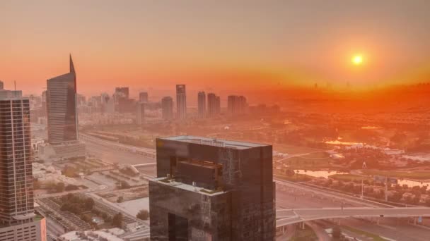 Východ Slunce Nad Mediálním Městem Barsha Heights Okres Letecké Timelapse — Stock video
