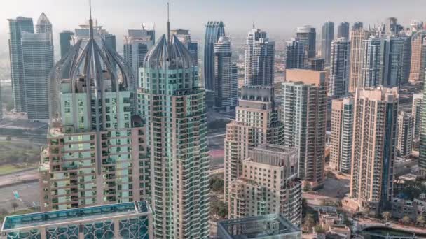 Dubai Marina Los Rascacielos Jlt Largo Sheikh Zayed Road Timelapse — Vídeos de Stock