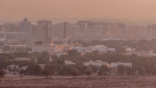 Güneş Doğarken Deira Nın Camii Mahallesinin Arka Plan Görüntüsü Sabahları — Stok video