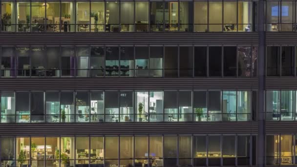 Okna Kancelářských Budov Noci Světlo Oken Mrakodrapů Večerní Krajina Města — Stock video