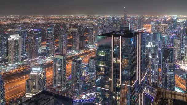 Panoráma Mutatja Dubai Marina Jlt Jbr Kerületben Közlekedés Autópályán Felhőkarcolók — Stock videók