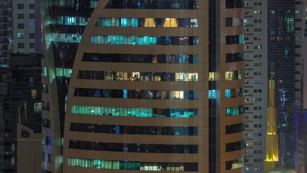 Мечеть Хмарочоси Районі Барша Хайтс Вікнами Світяться Офісній Вежі Повітряного — стокове відео