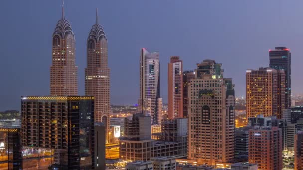 Ουρανοξύστες Περιοχή Barsha Heights Και Πύργους Της Πόλης Διαδικτύου Εναέρια — Αρχείο Βίντεο