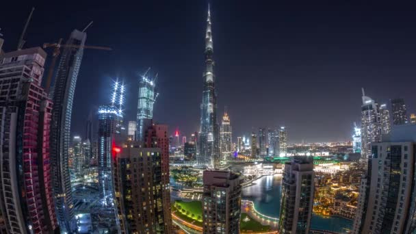 Stadtbild Von Dubai Downtown Mit Den Höchsten Wolkenkratzern Rund Die — Stockvideo