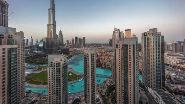 Dubai Downtown Paisagem Urbana Com Arranha Céus Mais Altos Torno — Vídeo de Stock