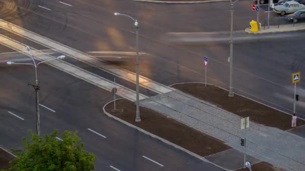 Aerial View New Asphalt Road Construction Intersection City Street Newly — Stock videók