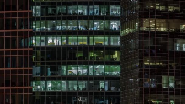 Close View Panoramic Office Windows Skyscrapers International Business Center City — Wideo stockowe