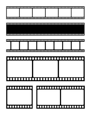 Film şeridi seti, vektör illüstrasyonu