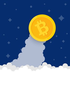 Bitcoin büyüme konsepti. Vektör illüstrasyonu