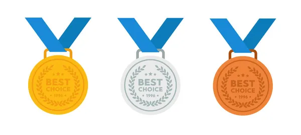 Meilleur Ensemble Médailles Argent Bronze — Image vectorielle