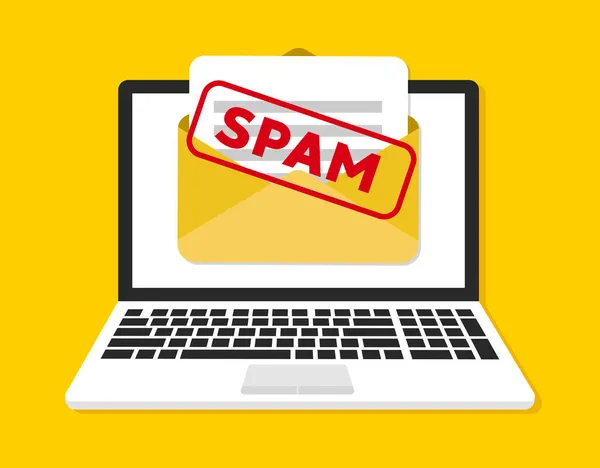 Spam Email Koncept Viru Pirátství Hackování Bezpečnosti Plochý Vektor — Stockový vektor