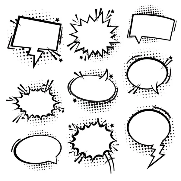 Speech Thought Bubbles Retro Empty Comic Speech Bubbles Vector Icon — Stock Vector