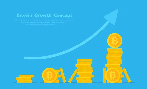 Conceito Crescimento Bitcoin Ilustração Vetorial — Vetor de Stock