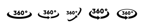 Ikona 360 Stupňů Kulatá Ikona Plná Rotace — Stockový vektor
